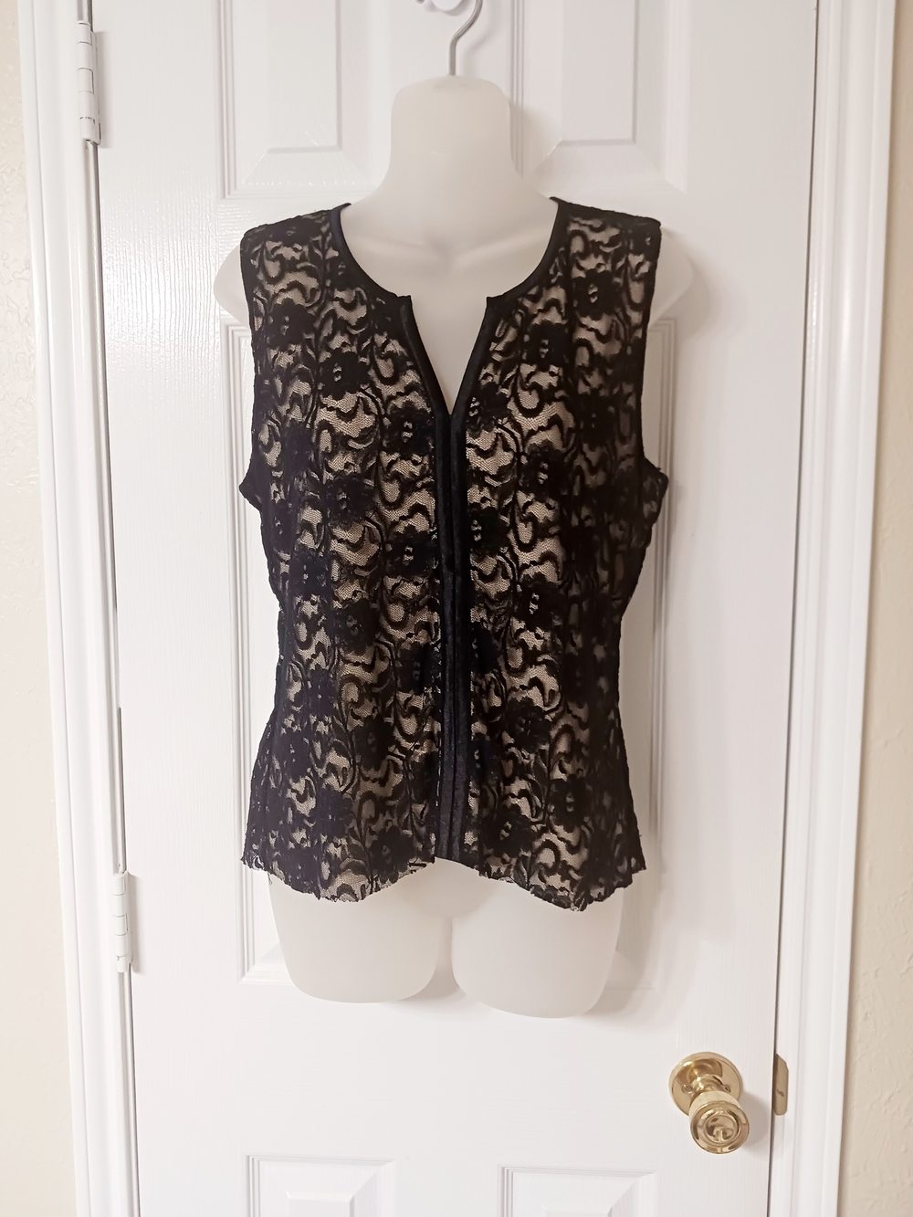 INC International Concepts Black Lace Top NWOT